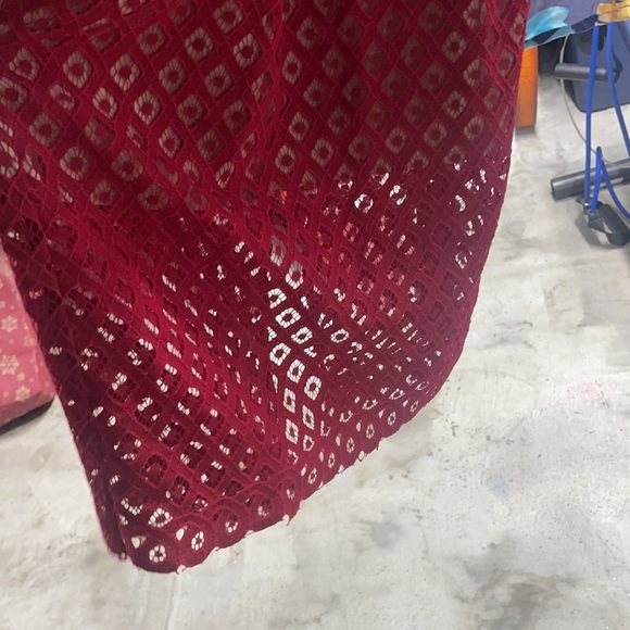 Red Off Shoulder Flared Arm Dress - Picture 3 of 4